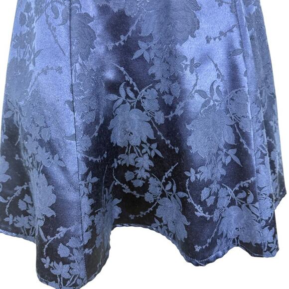 Maurices Vintage Navy Satin Floral Beaded Choker Halter 90s Y2K Prom Dress sz XS - Picture 7 of 15